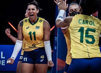 Invicto, Brasil encara campeãs olímpicas na Liga das Nações de Vôlei Invicto, Brasil encara campeãs olímpicas na Liga das Nações de Vôlei